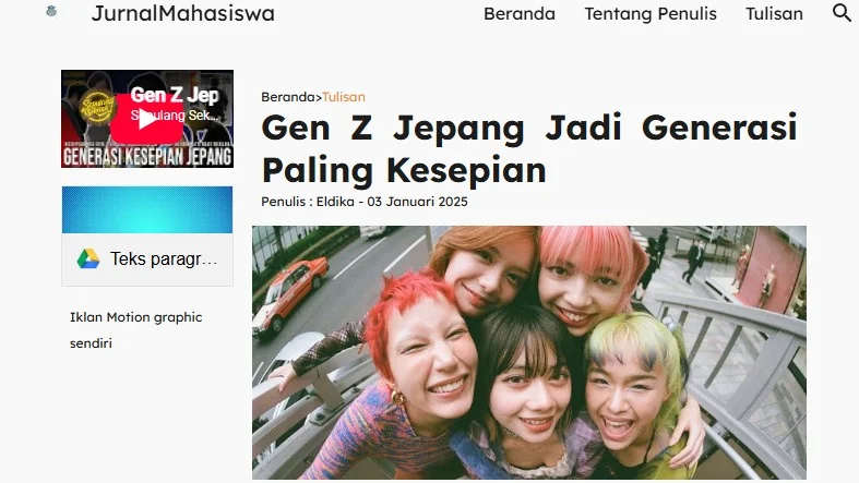 Artikel Tentang Gen Z Jepang Jadi Generasi Paling Kesepian