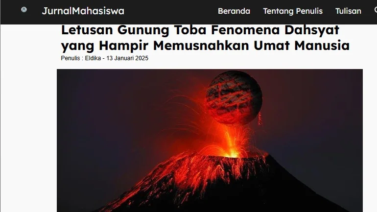 Artikel Tentang Letusan Gunung Toba Fenomena Dahsyat yang hampir memusnakan umat manusia
