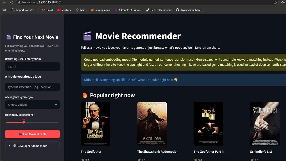 Hybrid Movie Recommendation System