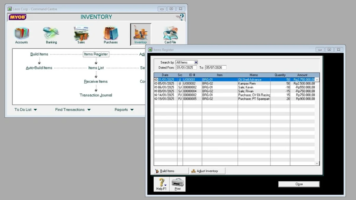 Inventory Management Using MYOB Accounting